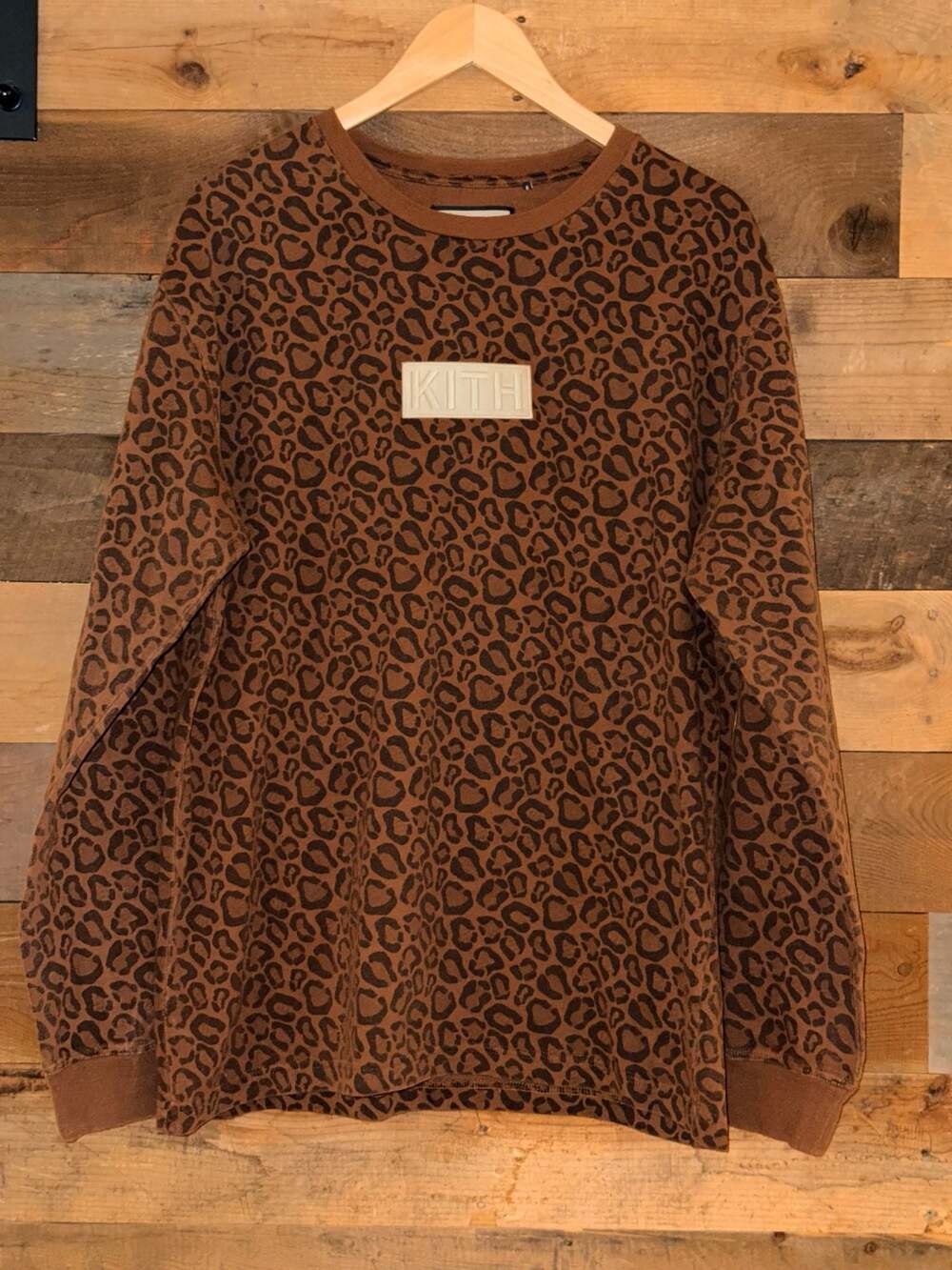 Kith Leopard Print Box Logo Long Sleeve Shirt Size L